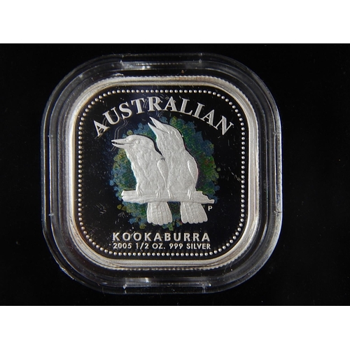 32 - Australia Proof Siver $5 1994; $10 Silver Proof 1994; Perth Mint Square Silver Kookaburra 2005