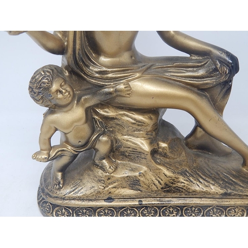 529 - Figural Group of a Classical Lady & Cherub: 25cm High