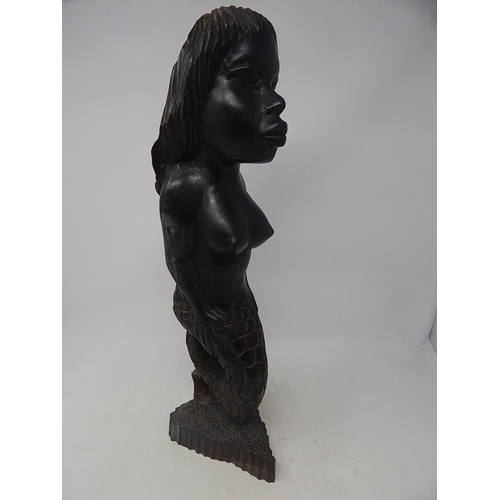 540 - Tribal Art: Large Carved Figure of a Mermaid: Height 46cm