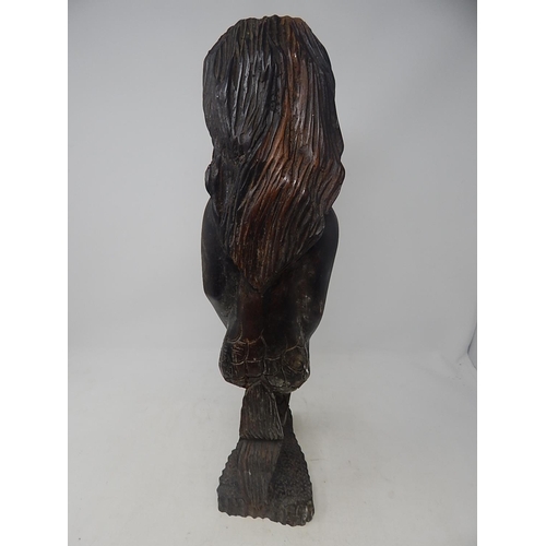 540 - Tribal Art: Large Carved Figure of a Mermaid: Height 46cm