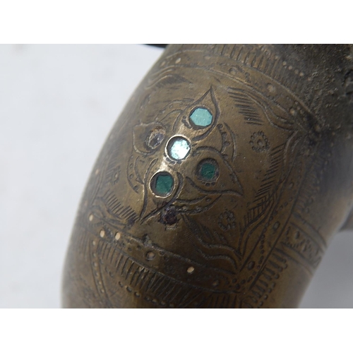 553 - Indian Brass Elephant Inset with Coloured Stones: 11 cm