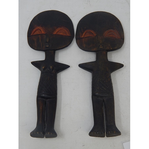 560 - Tribal Art: Fertility Paddles Depicting Boy & Girl: 23 cm