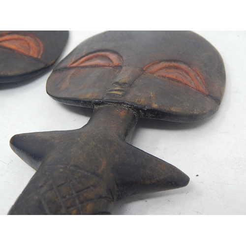 560 - Tribal Art: Fertility Paddles Depicting Boy & Girl: 23 cm