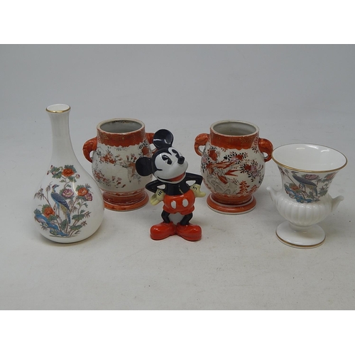 565 - Early Micky Mouse Ceramic Toothpick Holder by Walt Disney together with a Wade Ashtray: 2 x Oriental... 