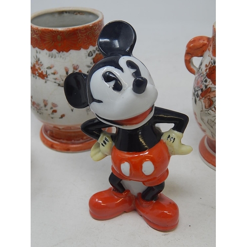 565 - Early Micky Mouse Ceramic Toothpick Holder by Walt Disney together with a Wade Ashtray: 2 x Oriental... 