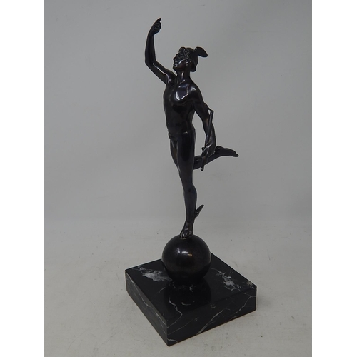 577 - Figure of Hermes on a Black Marble Base: Height 28cm Overall.