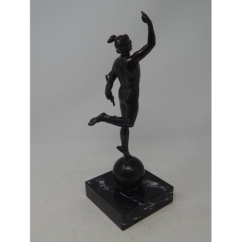 577 - Figure of Hermes on a Black Marble Base: Height 28cm Overall.