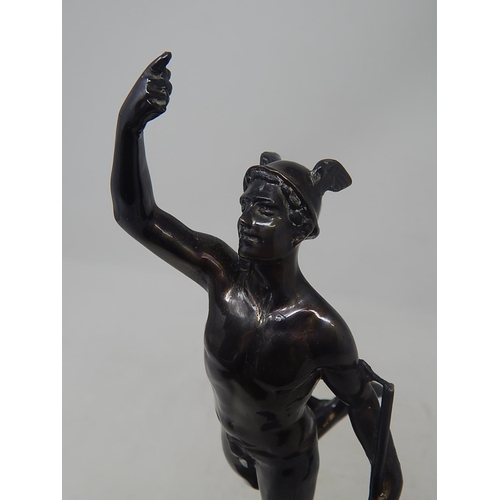 577 - Figure of Hermes on a Black Marble Base: Height 28cm Overall.