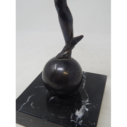 577 - Figure of Hermes on a Black Marble Base: Height 28cm Overall.