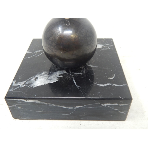 577 - Figure of Hermes on a Black Marble Base: Height 28cm Overall.