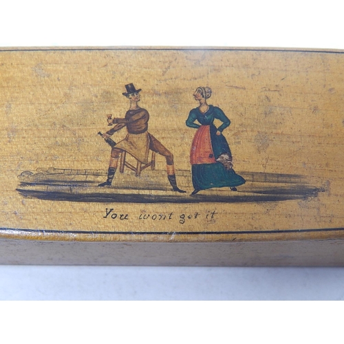 578 - Georgian Snuff Box: The Lid with Two Figures & The Caption 