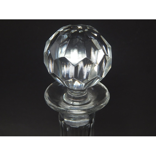 589 - Quality Cut Glass Ships Decanter & Stopper: Height 28cm: Diameter 19.5cm