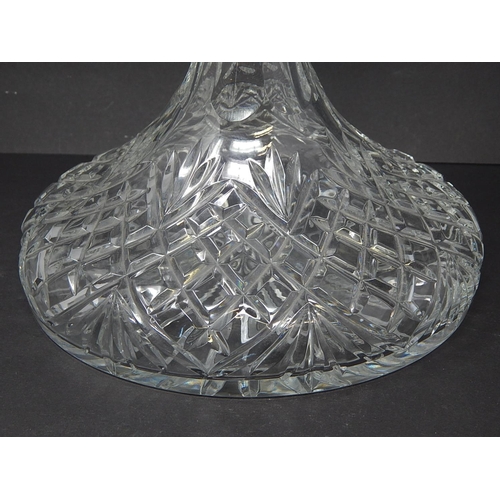 589 - Quality Cut Glass Ships Decanter & Stopper: Height 28cm: Diameter 19.5cm