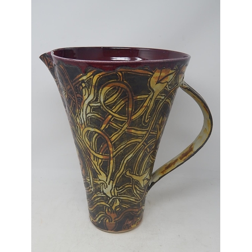 593 - Alexandra Copeland: (1947-) Large Jug: Signed A. Copeland: June 1998: Dartington England:  30.4cm Hi... 