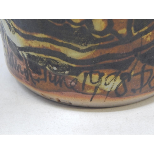 593 - Alexandra Copeland: (1947-) Large Jug: Signed A. Copeland: June 1998: Dartington England:  30.4cm Hi... 