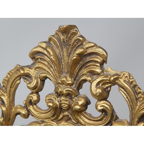 595 - Gilt Metal Adjustable Table Mirror with Shell & Rococo Decoration: Height 44cm