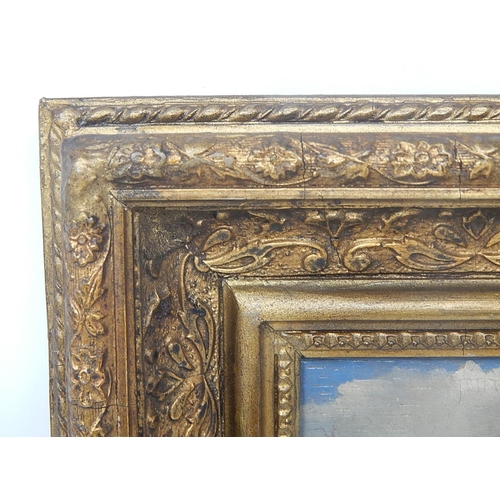 596 - Antique Oil Painting of The Hunt: Hounds with Huntsmen on Horseback in an Ornate Giltwood Frame. 37c... 