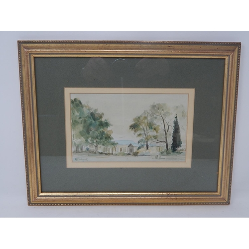 599 - SEYMOUR REMENICK (1923-1999) Watercolour of Buildings & Trees Signed REMENICK in Giltwood Framed: 37... 