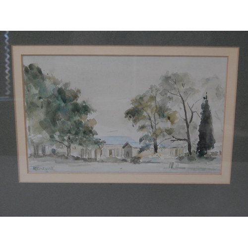 599 - SEYMOUR REMENICK (1923-1999) Watercolour of Buildings & Trees Signed REMENICK in Giltwood Framed: 37... 