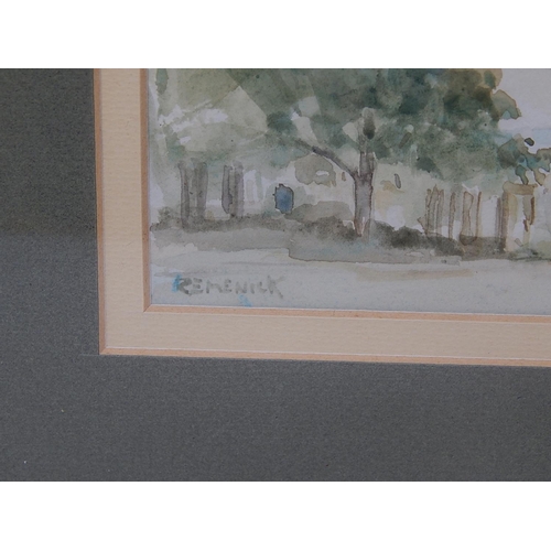 599 - SEYMOUR REMENICK (1923-1999) Watercolour of Buildings & Trees Signed REMENICK in Giltwood Framed: 37... 