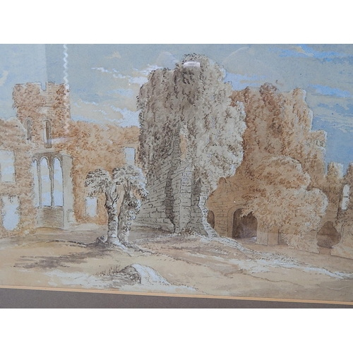 599C - Watercolour of Castle Ruins in Giltwood Frame: 57cm x 48cm Framed.