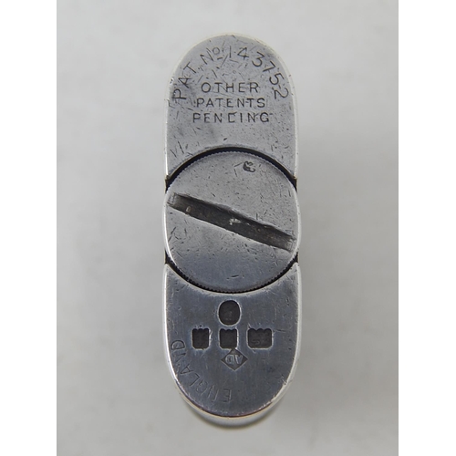 34 - DUNHILL Hallmarked Silver Parker Beacon Lighter: Pat No 143752: Hallmarked London 1934 with addition... 