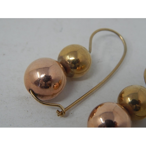 45 - 18ct Yellow & Rose Gold Euro-ball earrings