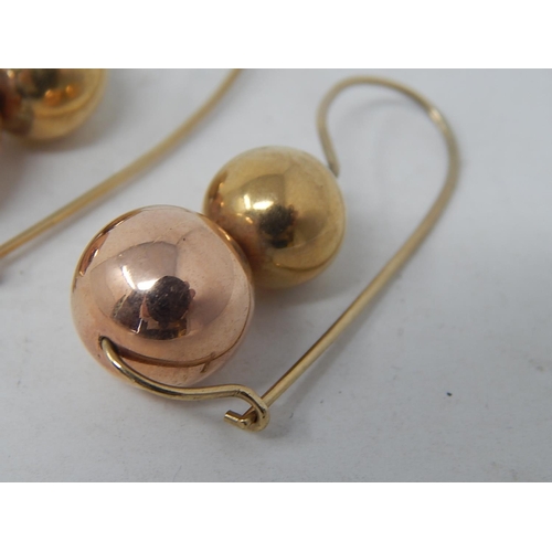 45 - 18ct Yellow & Rose Gold Euro-ball earrings