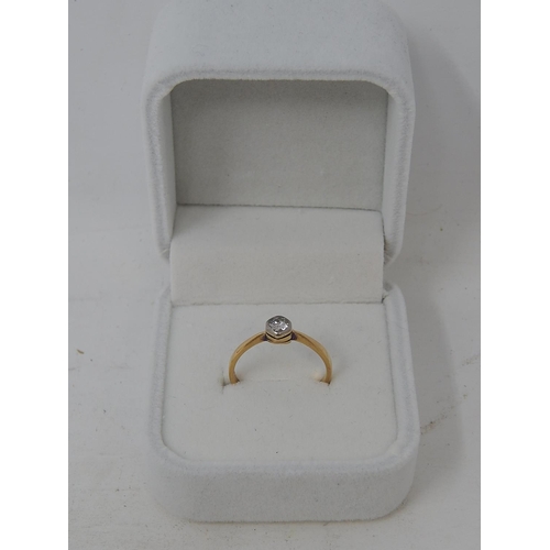 50 - Platinum & Yellow Gold Antique Diamond ring with round old cut centre Diamond. S1 clarity H colour b... 