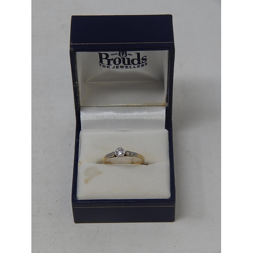 51 - Vintage 18ct Yellow gold & platinum Diamond ring with centre round brilliant cut Diamond. S1 clarity... 
