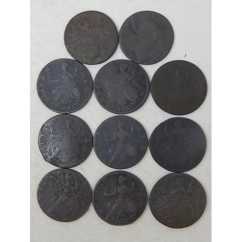 10 - William and Mary Halfpenny 1693; William III Halfpenny 1697; George I Halfpenny 1723; George III Cop... 