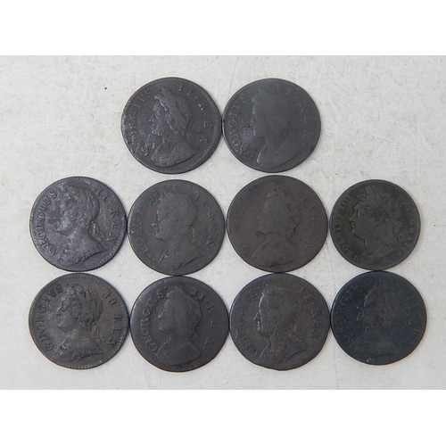 17 - George II Farthings 1730, 1731, 1733, 1736, 1744, 1749, 1754(3), 1750 generally Fine to Very Fine, s... 