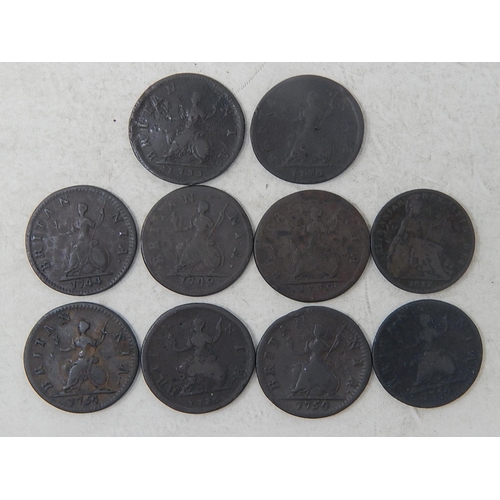 17 - George II Farthings 1730, 1731, 1733, 1736, 1744, 1749, 1754(3), 1750 generally Fine to Very Fine, s... 