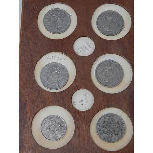 5 - Collector's cabinet containing selection of Florins and Halfcrowns, many Silver some .925 purity