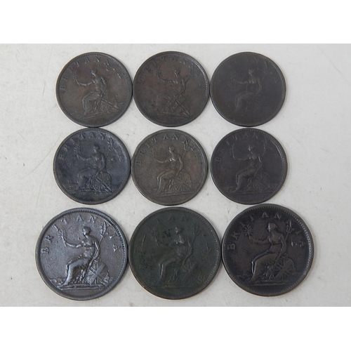 8 - George III Copper Halfpennies 1806 (5), 1807; Pennies 1806 (3) generally Fine to Very Fine, a couple... 