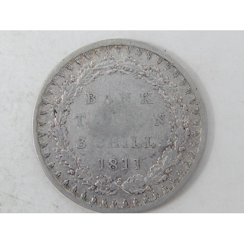 28 - George III Silver 3 shilling Bank Token 1811 VF