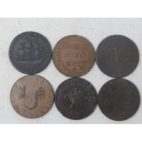 29 - 18th Century Halfpenny Tokens Hampshire 1794, Lancashire 1792, Middlesex 1792(3), 1794(2) 
Generally... 