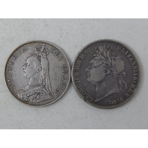 31 - George IV Silver Crown 1821, Victoria Double Florin 1889