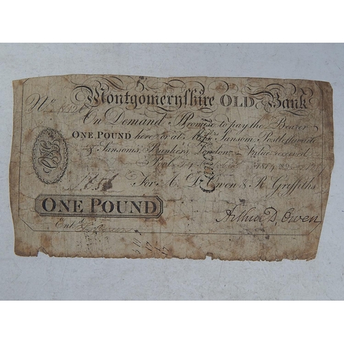 39 - Montgomeryshire Old Banknote for One Pound 1814