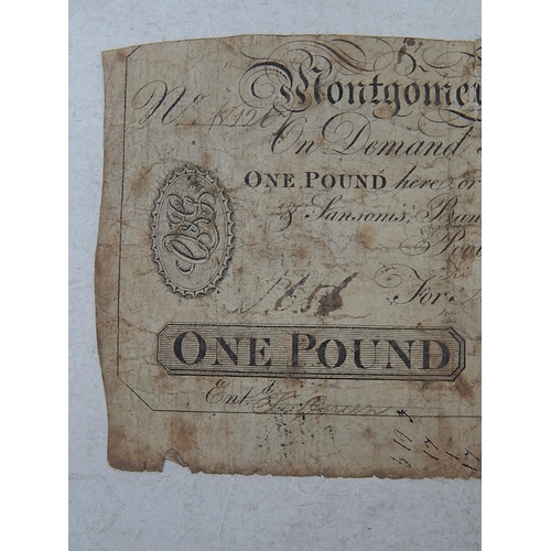 39 - Montgomeryshire Old Banknote for One Pound 1814