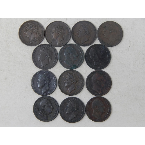 43 - George IV Farthings 1825(2). 1826(2), 1827, 1828, 1829, 1830; William IV 1831(2); 1834, 1835, 1837 F... 