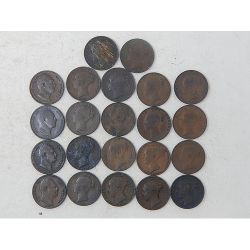 44 - William IV Farthings 1835(2); 1836, 1837; Victoria Copper Farthings 1838(4), 1839(2), one with missi... 