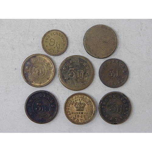 64 - Collection of 8 x coin weights inc Apothecaries weight