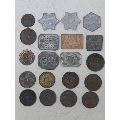 66 - Collection of Communion Tokens Scottish Churches, etc; other Farthing Tokens, etc various metals (20... 