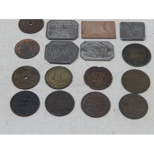 66 - Collection of Communion Tokens Scottish Churches, etc; other Farthing Tokens, etc various metals (20... 