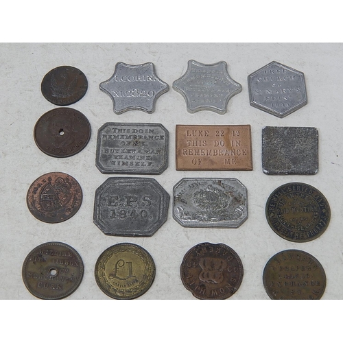 66 - Collection of Communion Tokens Scottish Churches, etc; other Farthing Tokens, etc various metals (20... 