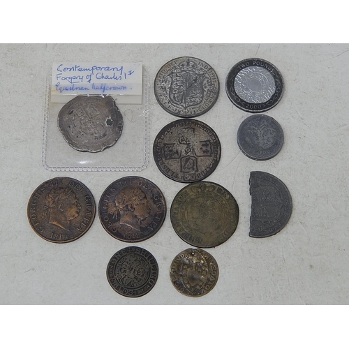 69 - Charles I Halfcrown contemporary forgery; George III Halfcrowns(2); William III Halfcrown; others (7... 