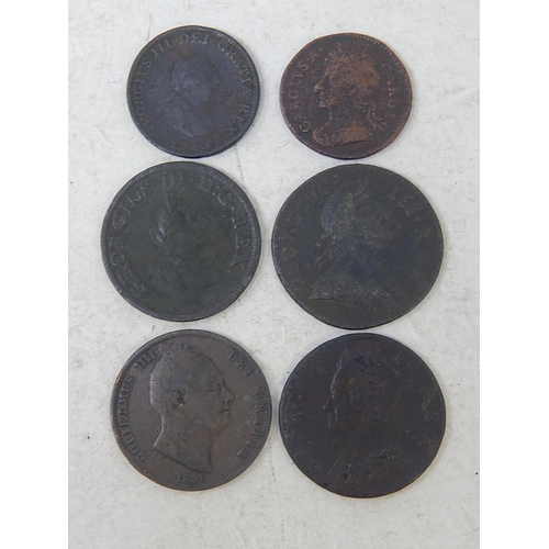 88 - Charles II Farthing 1679 rare Date; Gorge III Halfpenny 1773; Ireland Halfpenny 1806; William IV Hal... 