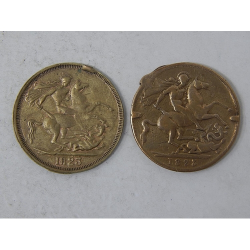 91 - George III imitation £2 pieces (2);