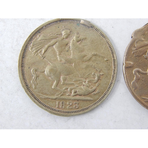 91 - George III imitation £2 pieces (2);